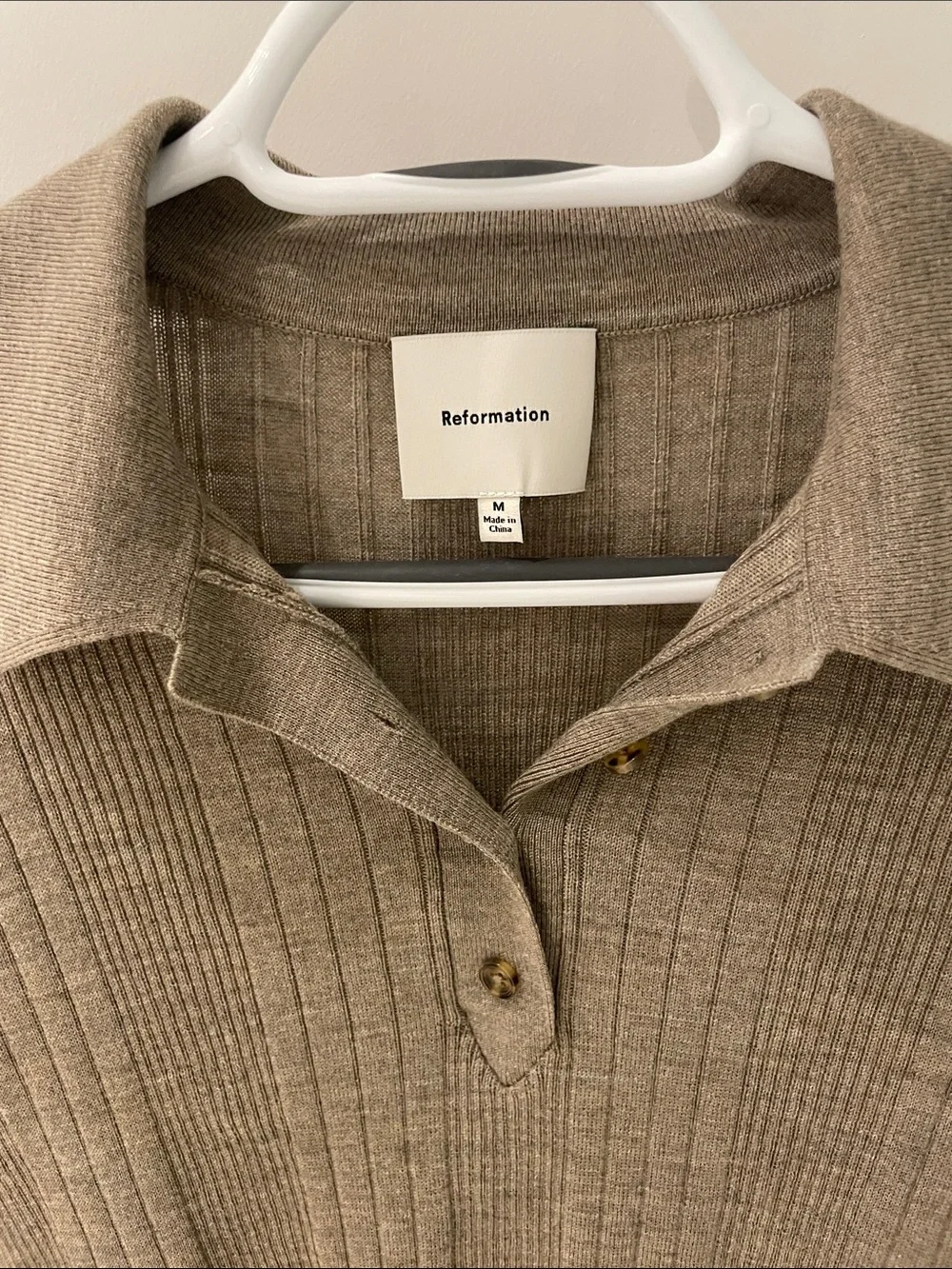 Reformation Hermia Polo in Oatmeal - Picture 3 of 4